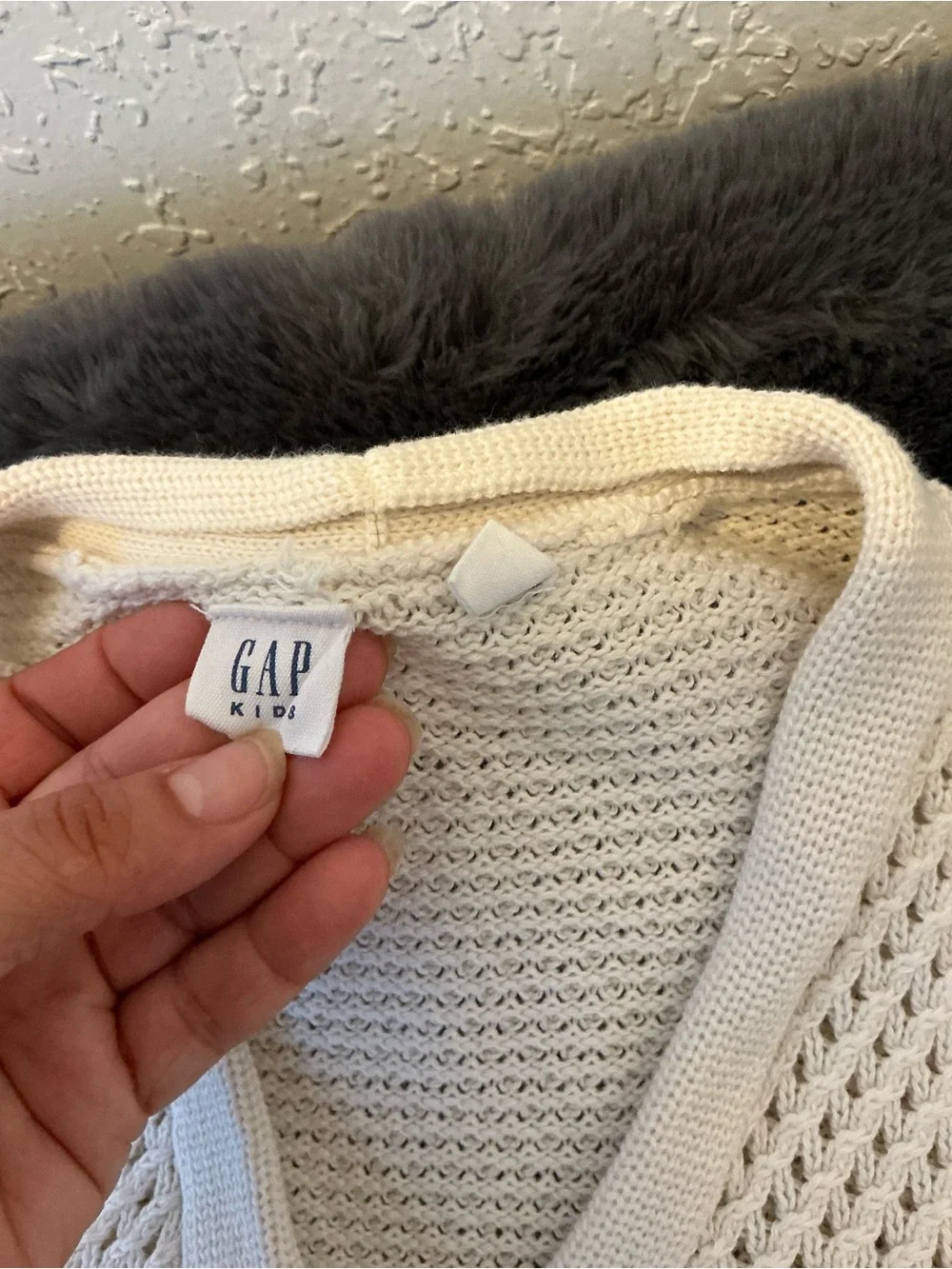 GAP Cream and Black Striped Open-Knit Button Cardigan